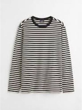 H&M Black and White Striped Long Sleeve Tee